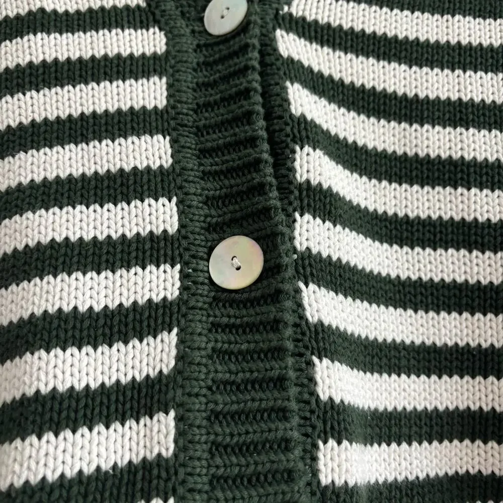 Show‎ Me Your Mumu Good Karma Cardigan Forest Green Striped Balloon Sleeves Sz L